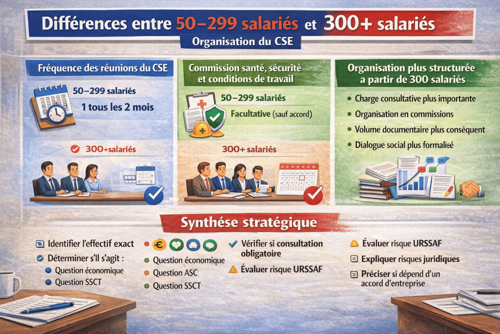 Différences entre les entreprises de 50 à 250 salariés et celles de 300 salariés et plus