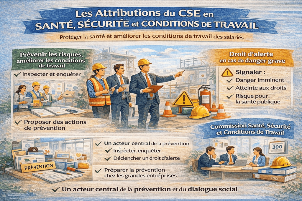 Les attributions du CSE en matière de santé, sécurité et conditions de travail