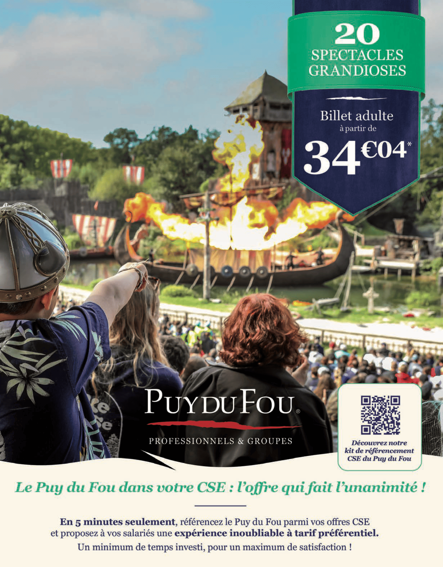 Puy du Fou 2026 — spectacle L'Épée du Roi Arthur parc de loisirs Vendée billetterie CSE 