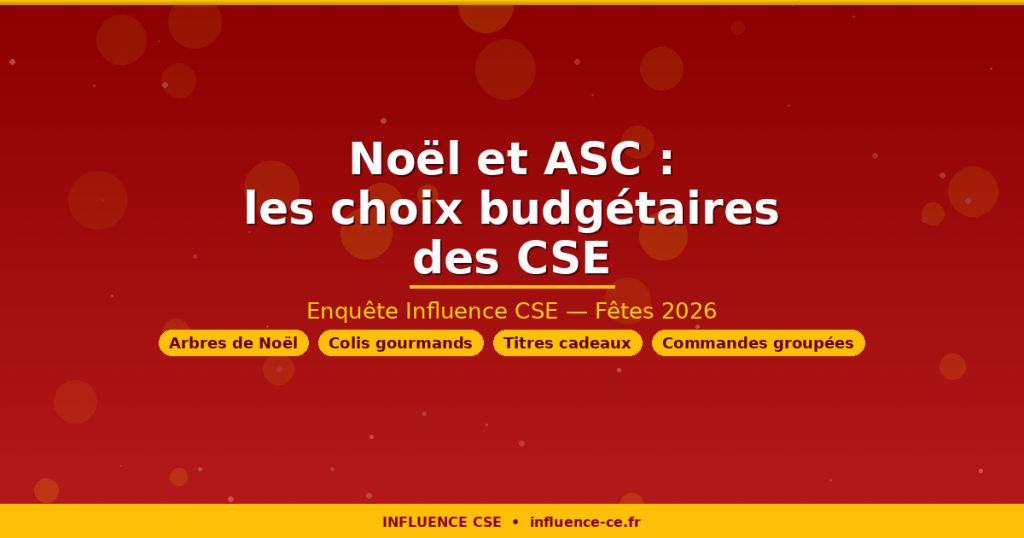 Noël et ASC : les choix budgétaires des CSE — Enquête Influence CSE fêtes 2026, arbres de Noël, titres cadeaux, colis gourmands et commandes groupées