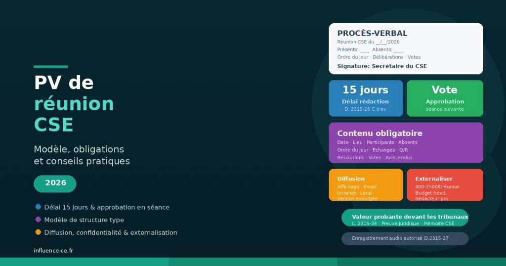 PV réunion CSE : modèle, obligations et conseils — Guide 2026