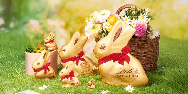 Lapin Or Lindt et œufs en chocolat pour Pâques CSE - gamme premium comité social et économique