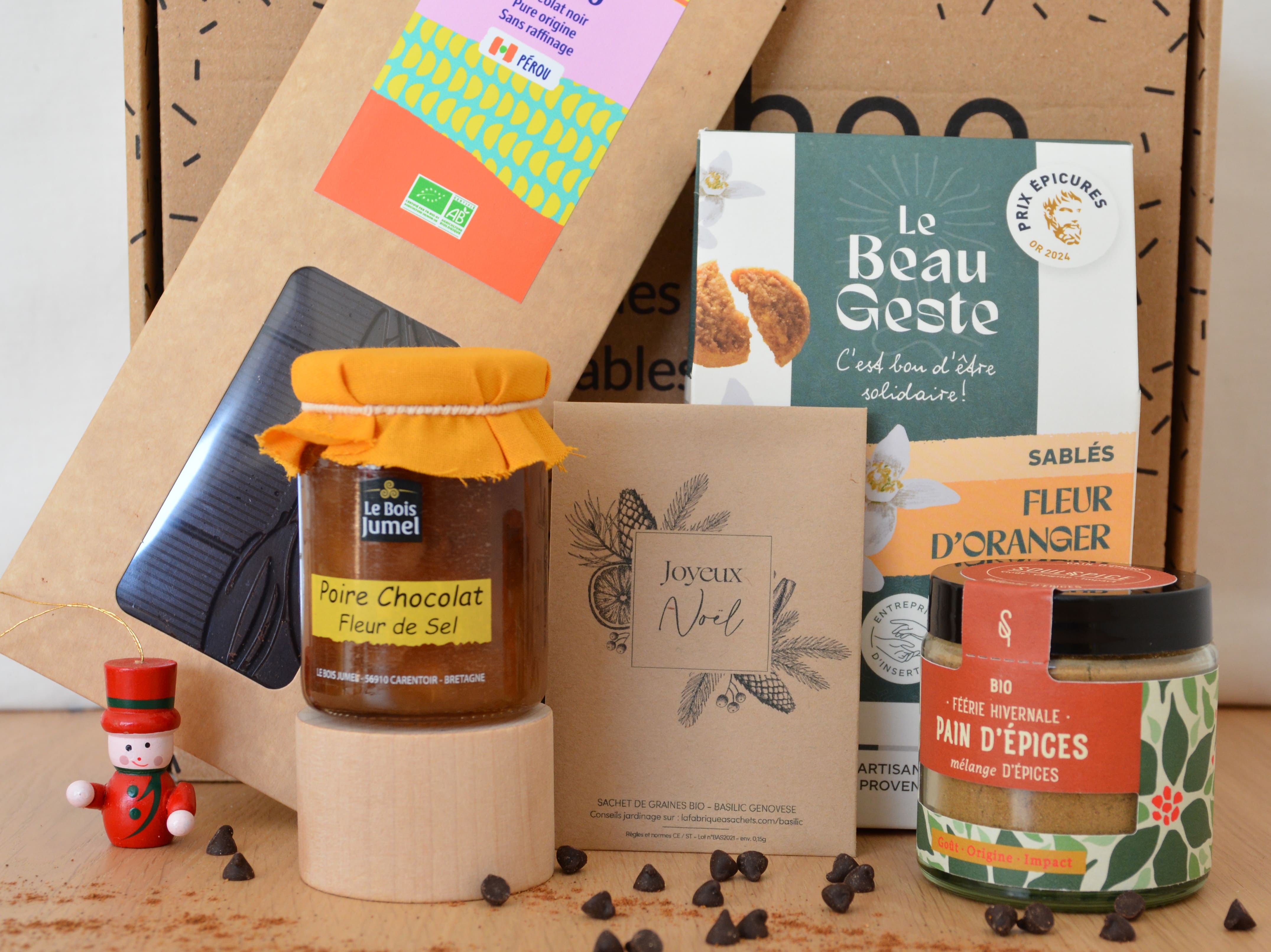 Coffret de Noël SoliShop fabriqué par des ESAT, idéal pour les CSE