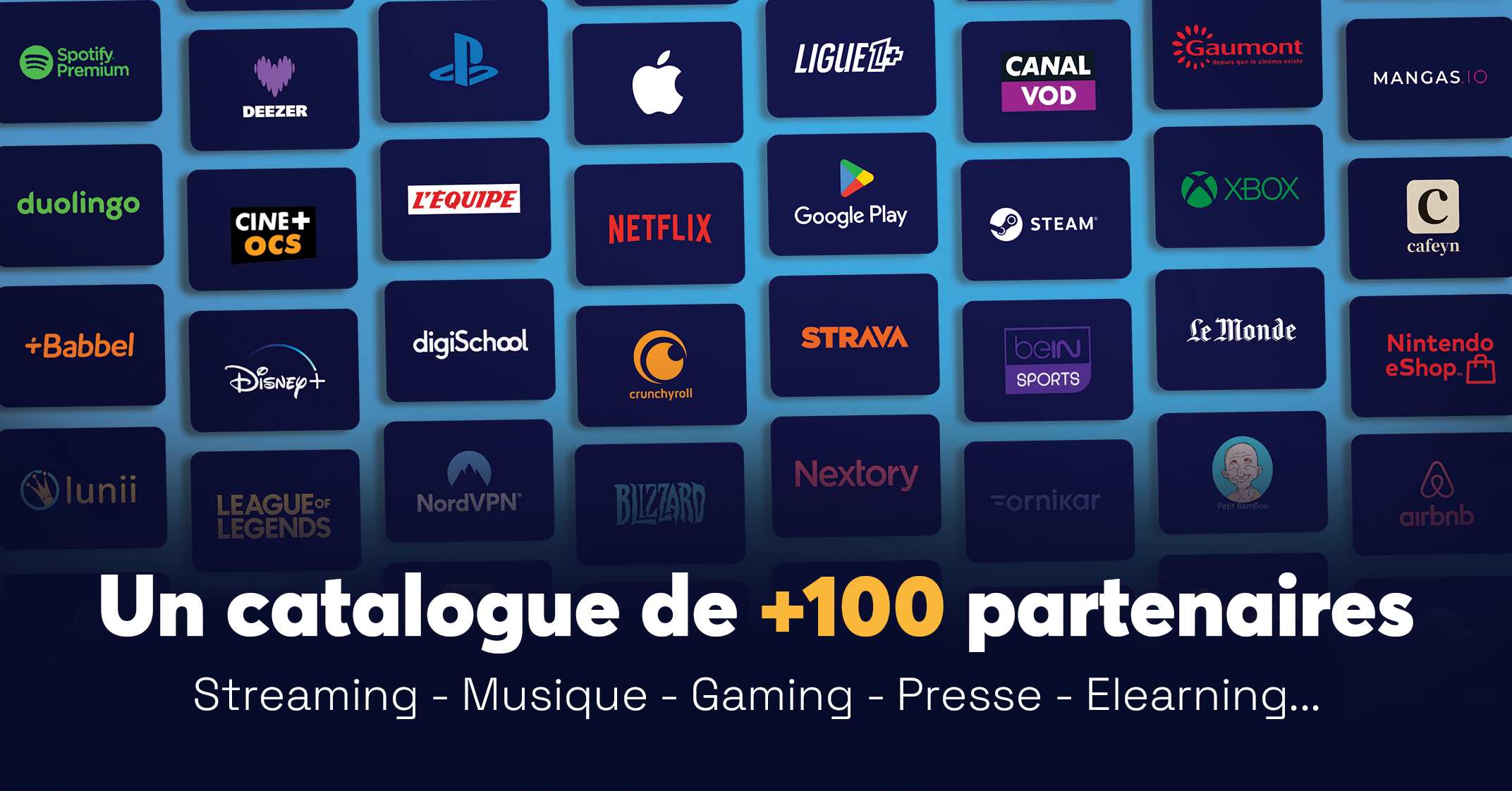 Catalogue FreemiumPlay de +100 partenaires loisirs numériques CSE