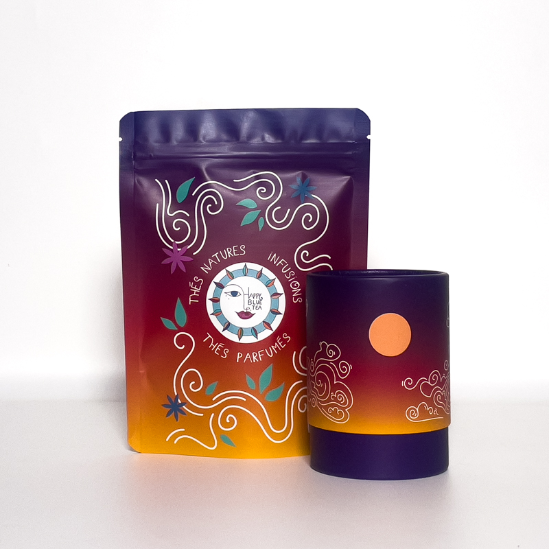 Coffret gourmand Happy Blue Tea au format bento japonais